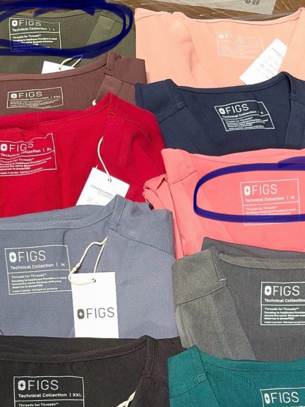 Figs  —coral and sage green - 2 sets size small